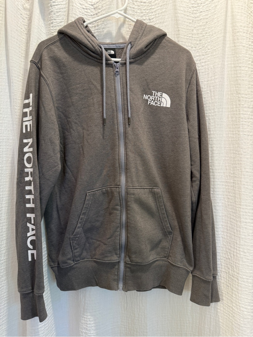 The North Face Charcoal Full-Zip Hoodie with Sleeve Logo